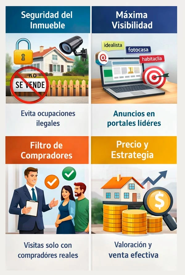 Imagen con 4 peligros de ejemplo del por qué no vender un chalet a modo particular